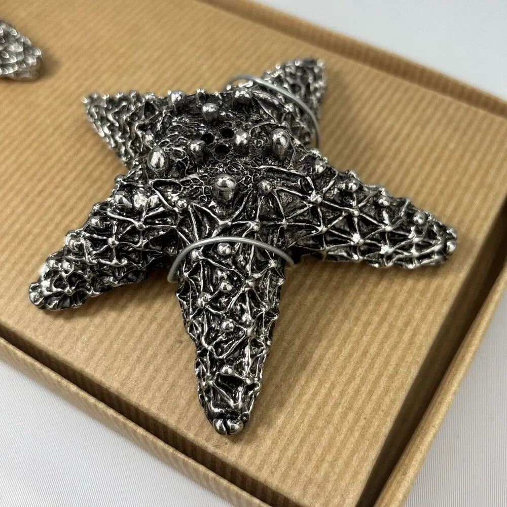 Pottery Barn Silver Starfish Salt & Pepper Shakers - New in Box